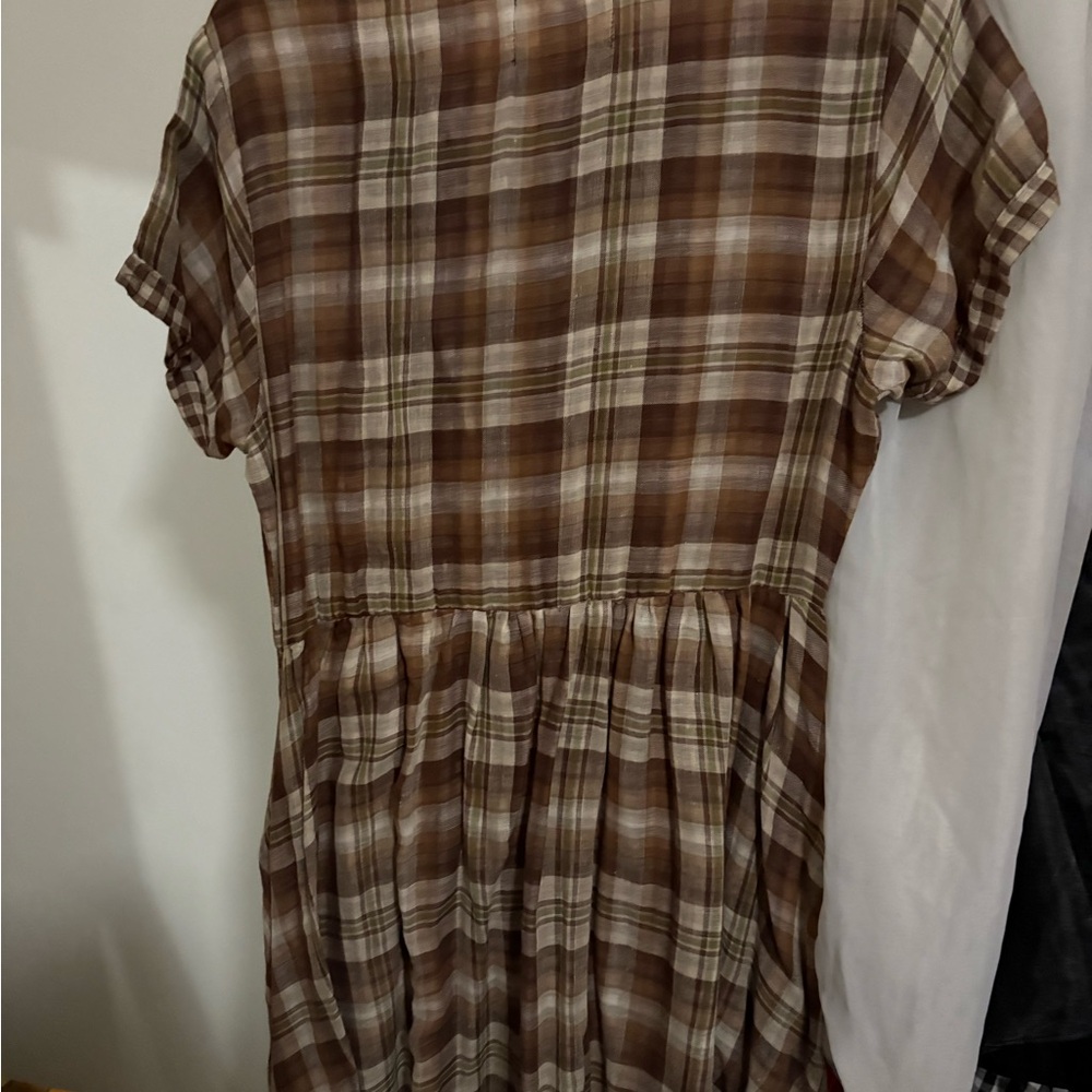 Tuesday of California Gemini Plaid Brown Women’s Dress - Picture 2 of 6